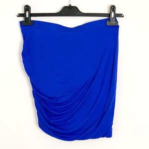 MODA International Ruched One Side Blue Mini Skirt